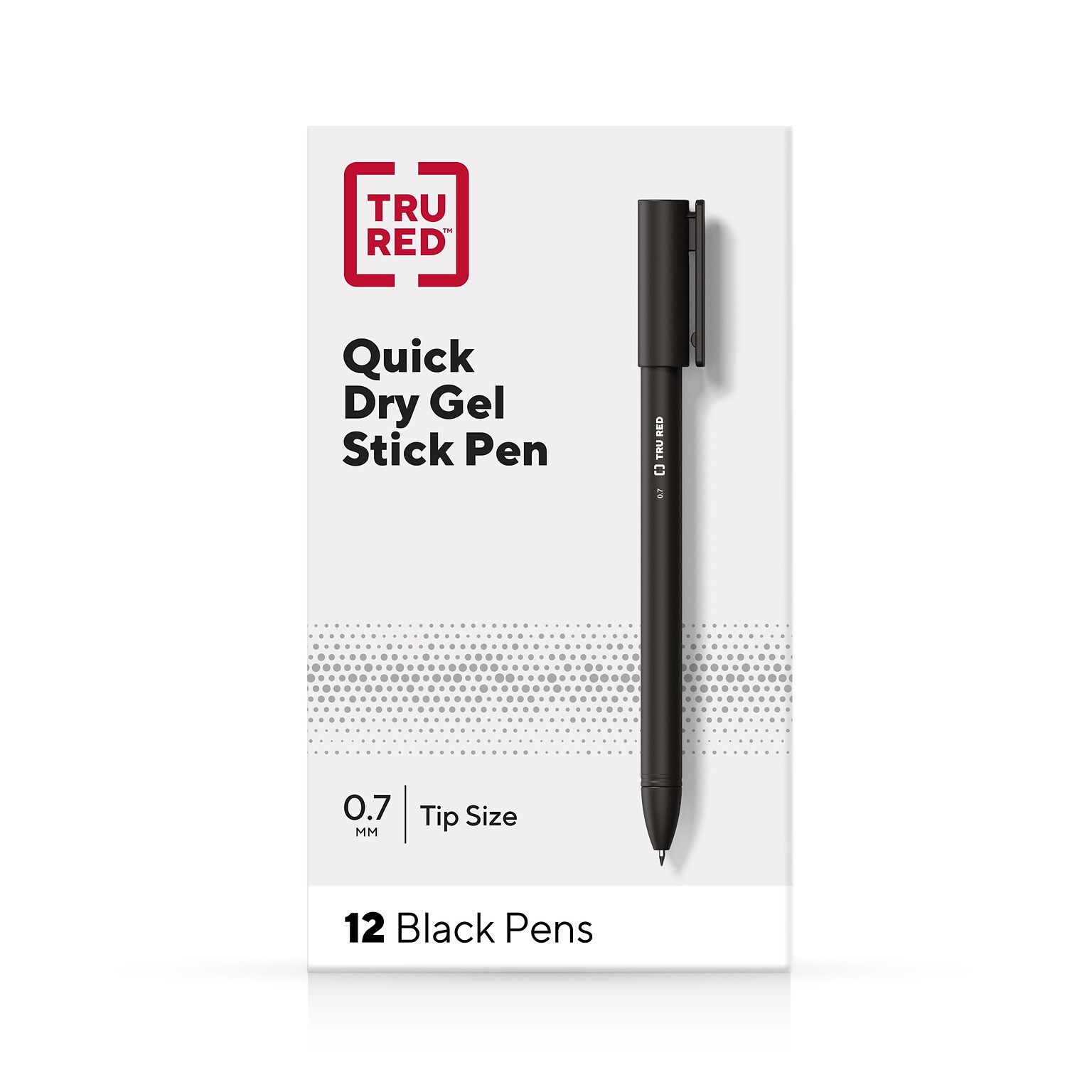 TRU RED Quick Dry Gel Pens, Medium Point, 0.7mm, Black, Dozen (TR54480)