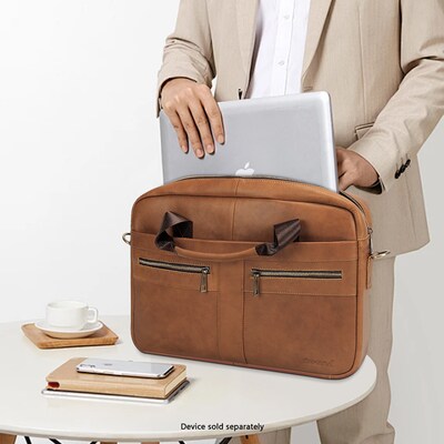 SaharaCase Leather Briefcase, Laptop Compatible, Light Brown (LT00083)