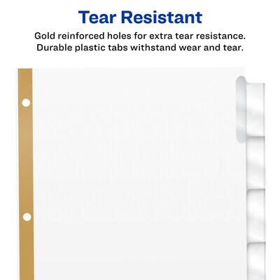 Avery Big Tab Insertable Paper Dividers, 5 Tabs, White (11122)