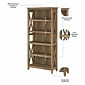 Bush Furniture Key West 66"H 5-Shelf Bookcase with Adjustable Shelves, Reclaimed Pine Laminated Wood, 2/Set (KWS046RCP)