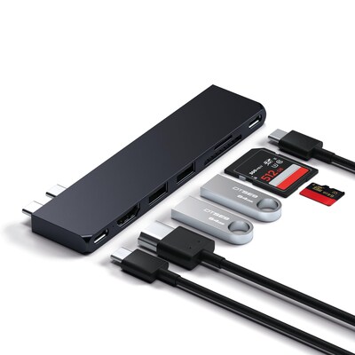 Satechi Pro Slim Multiport Hub for Laptops, Midnight Black (ST-HUCPHSD)