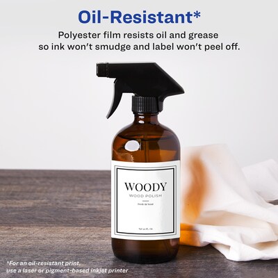 Avery Laser/Inkjet Rectangle Waterproof Multipurpose Labels, 8.5" x 5.5", White, 200/Box (94229)