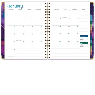 2027 Excello Brands 9" x 11" Weekly & Monthly Standard Planner, Paperboard Cover, Pink Purple Marble (FSHN-CY27-8511-22)