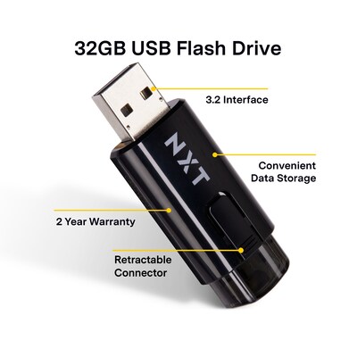NXT Technologies™ 32GB USB 3.2 Type-A Flash Drive, Black (NX61121)