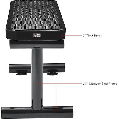 Global Industrial 4' Outdoor Steel Flat Bench, Expanded Metal, Black (695741BK)