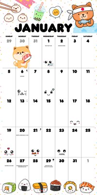2025 Willow Creek Kawaii 12" x 12" Monthly Wall Calendar (43608)