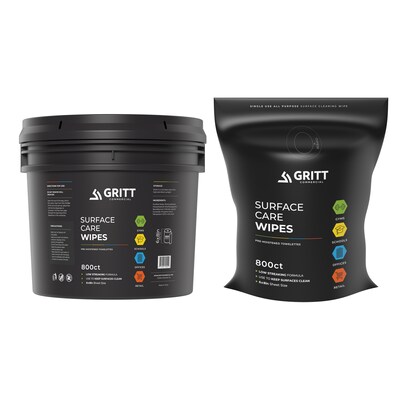 Gritt Commercial Professional All-Purpose Wipes with Bucket Dispenser, 800 Count (GRI5-RW-1-B)