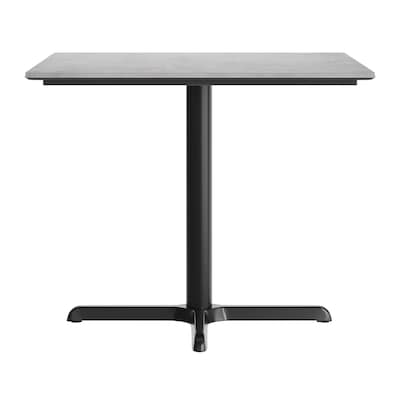 Flash Furniture Acadia Square Wooden Dining Table with X-Base, 36"D x 36"W, Gray Faux Concrete/Black Base (STSQ36CGT3030)