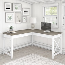 Bush Furniture Key West 60 L-Shaped Desk, Shiplap Gray/Pure White (KWD160G2W-03)