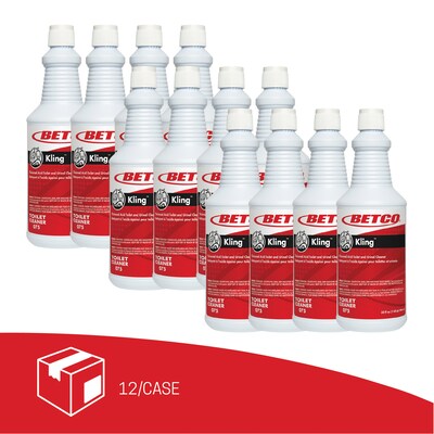 Betco Kling Toilet Bowl Cleaner Bottle, Mint Wintergreen Scent, 32 oz., 12/Carton (0751200)