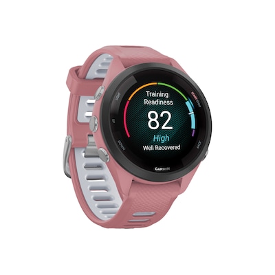 Garmin Forerunner 265S Smartwatch, GPS, 42mm, Light Pink Case w/Black Bezel, Pink/Whitestone Silicone Band (010-02810-05)