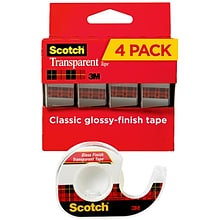 Scotch Transparent Tape, 3/4 x 23.6 yds., 4 Rolls/Pack (4814)