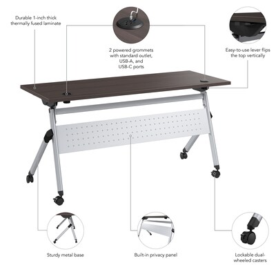 Bush Business Furniture Envision 60"W Foldable Training Room Table, Storm Gray (NVS009SG)