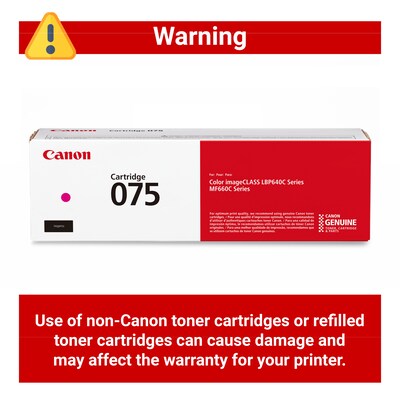 Canon 075 Magenta Standard Yield Toner Cartridge, Prints Up to 1,300 Pages (6363C001)