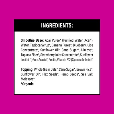 Pitaya Foods Organic Acai, Blueberry & Banana Acai Bowl, Energy, 6 oz, 6/Pack (220-02481)