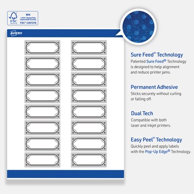 Avery Rectangle Multipurpose Labels, 1" x 2-5/8", White, 160/Pack (19479370596)
