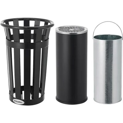 Global Industrial Slatted Steel Outdoor Ashtray, 13 Gallon, Black (615155)