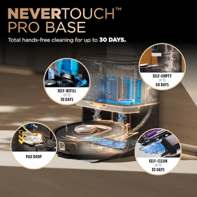 Shark PowerDetect Robot Vacuum and Mop with NeverTouch Pro Base, Bagless, Black (RV2820ZE)