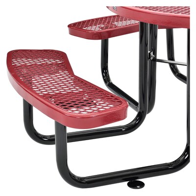 Global Industrial 46" Round Picnic Table, Expanded Metal, Red (277150RD)