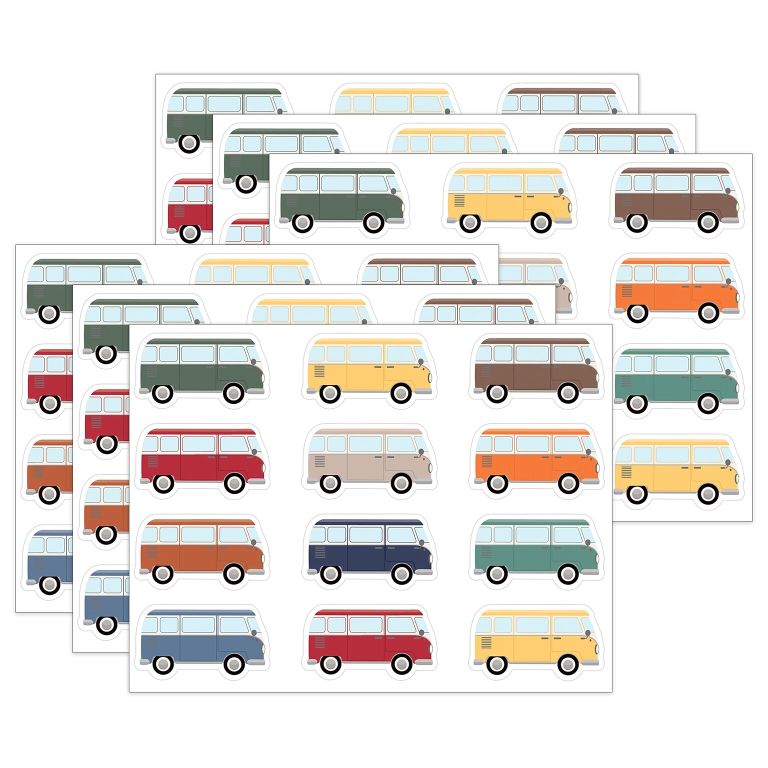 Teacher Created Resources Moving Mountains Road Trip Camper Vans Mini Accents, 36/Pack, 6 Packs/Bundle (TCR9219-6)