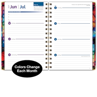 2027 Excello Brands 6" x 8" Weekly & Monthly Standard Planner, Paperboard Cover, Colorful Butterflies (FSHN-CY27-58-58)
