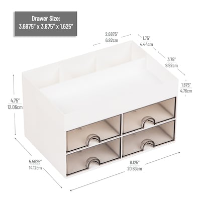 Mind Reader 9-Compartment Plastic Desk Organizer, White (SDORG-WHT)