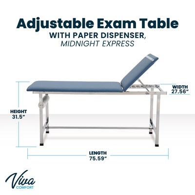 Viva Comfort Adjustable Exam Table, 440 lbs. Capacity, Blue (ADI996-01-BLU-MK)