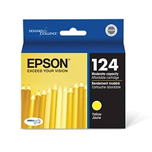 Epson T124 Yellow Standard Yield Ink Cartridge, Prints Up to 220 Pages (T124420-S)