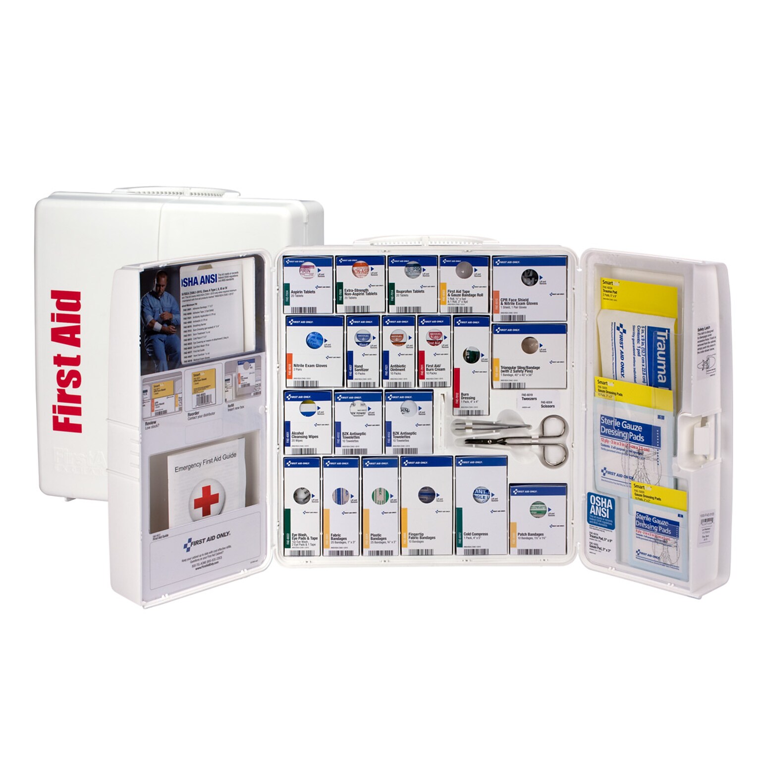 First Aid Only SmartCompliance Office Cabinet, ANSI Class A/ANSI 2021, 50 People, 241 Pieces, White, Kit (90608-021)