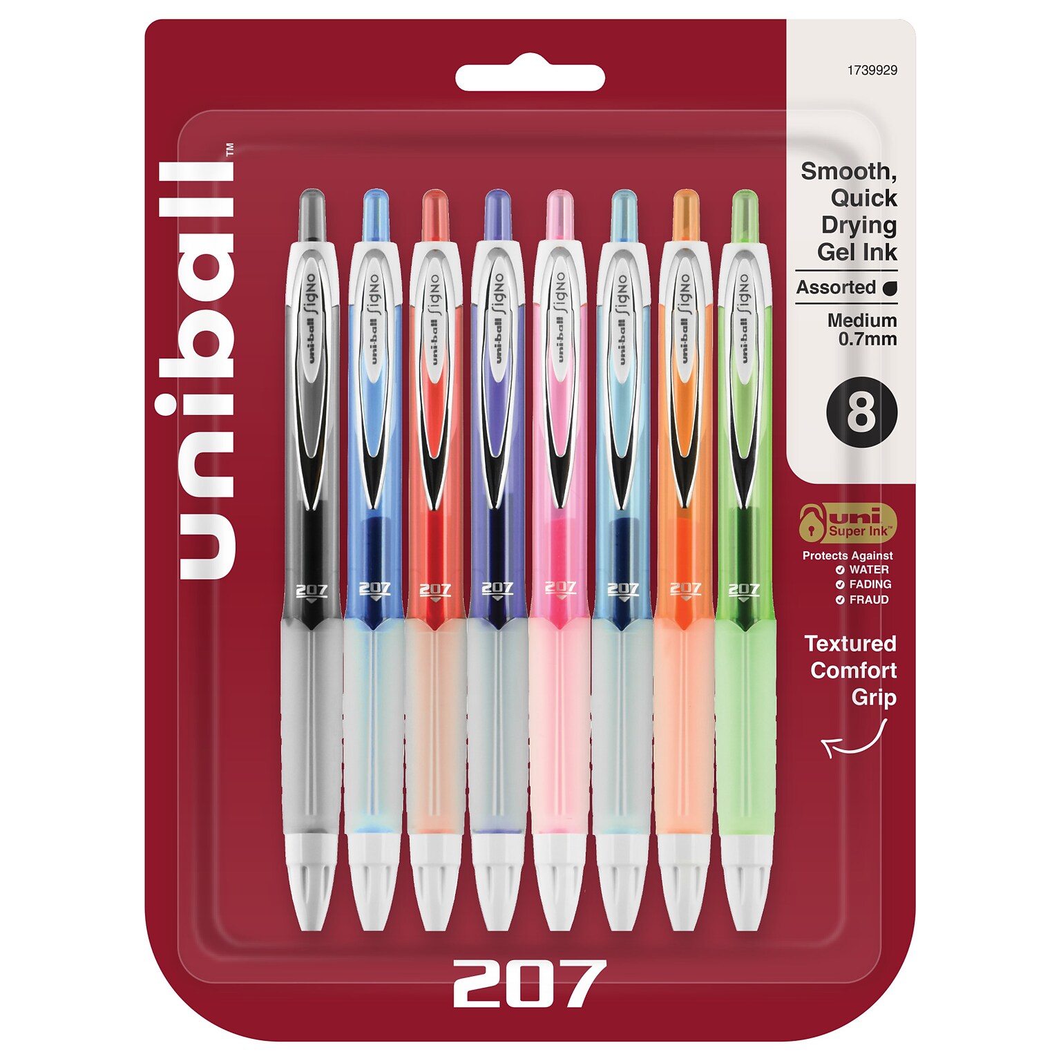 uni-ball 207 Fashion Retractable Gel Pens, Medium Point, 0.7mm, Assorted Ink, 8/Pack (1739929)