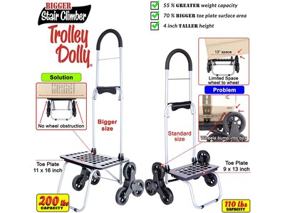Dbest Stair Climber Bigger Folding Trolley Dolly Cart, 200 lb. Capacity, Black (01-599)