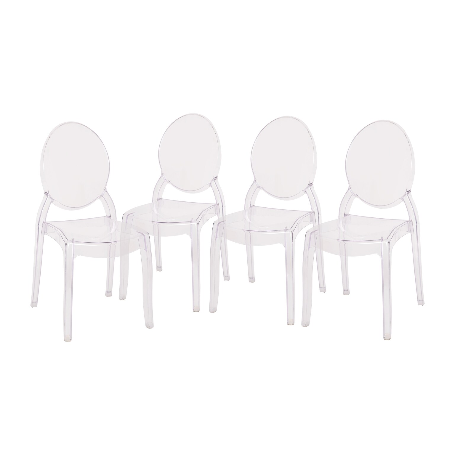 Flash Furniture Revna Resin Banquet & Event Ghost Chairs, Armless, Transparent Crystal, 4/Pack (ZHGHOSTOVR4)