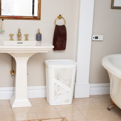 Mind Reader 15.85-Gallon Slim Laundry Hamper with Lid, Plastic, White (HBIN60-WHT)