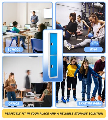 AdirOffice 72"H 2-Tier Blue Storage Locker (ADI629-202-BLU-DL)