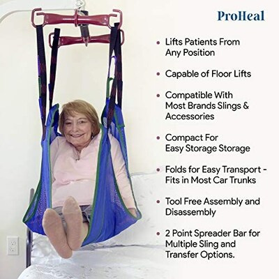 ProHeal Portable Electric All-in-One Patient Lift, 4-Point Spreader Bar, 350 lb. Capacity (PH-33400P