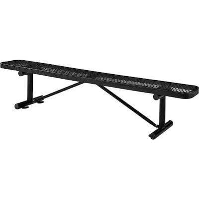 Global Industrial 8 Outdoor Steel Flat Bench, Expanded Metal, Black (277157BK)