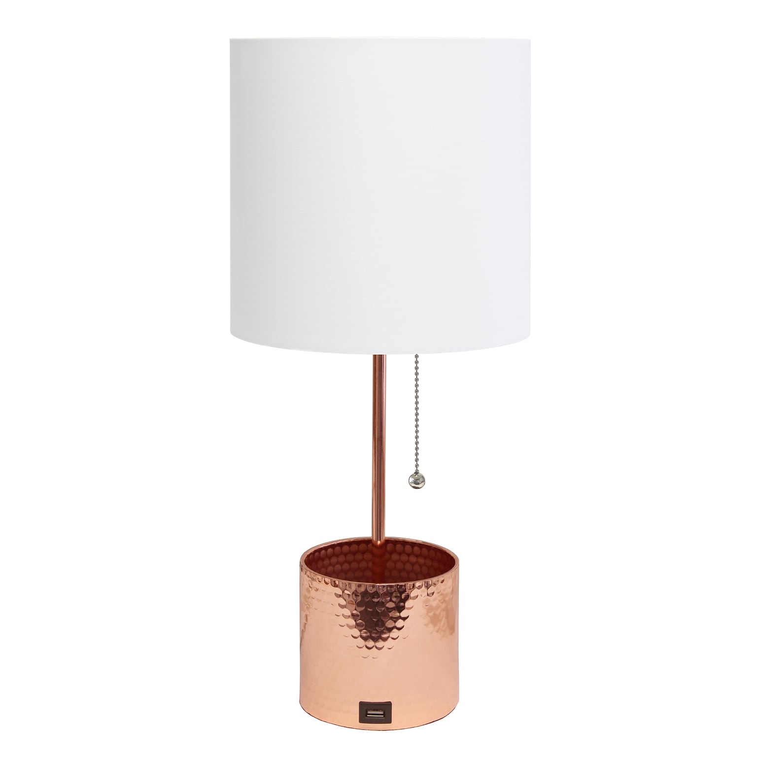 Creekwood Home 18.5 LED Table Lamp with USB Port, Rose Gold (CWT-1007-RG)