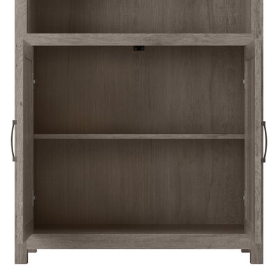 Bush Furniture Knoxville 72"H 5-Shelf Bookcase with Doors, Restored Gray (CGB132RTG-03)