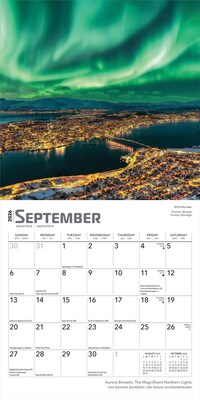 2026 BrownTrout Aurora Borealis 7" x 7" Monthly Wall Calendar (9798330708055)