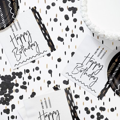 Creative Converting Golden Wishes Birthday Napkins, Black/Gold, 64/Pack (DTC365091NAP)