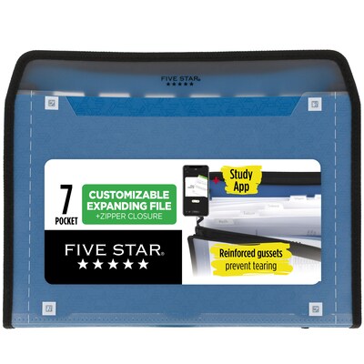 Five Star Customizable Plastic Accordion File ,7-Pocket, Letter Size, Assorted Colors (35170)