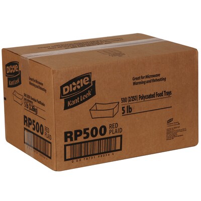 Dixie Kant Leek Polycoated Food Tray, 5 lb., Red Plaid, 500/Carton (RP500)