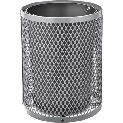 Global Industrial Outdoor Diamond Steel Trash Can w/ Flat Lid, 36 Gallon, Gray (261924GY)