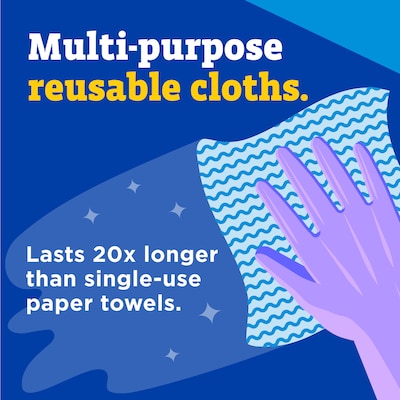 CloroxPro Clorox Handi Wipes Cotton Cleaning Cloths, Blue/White, 72 Cloths/Pack (60942)
