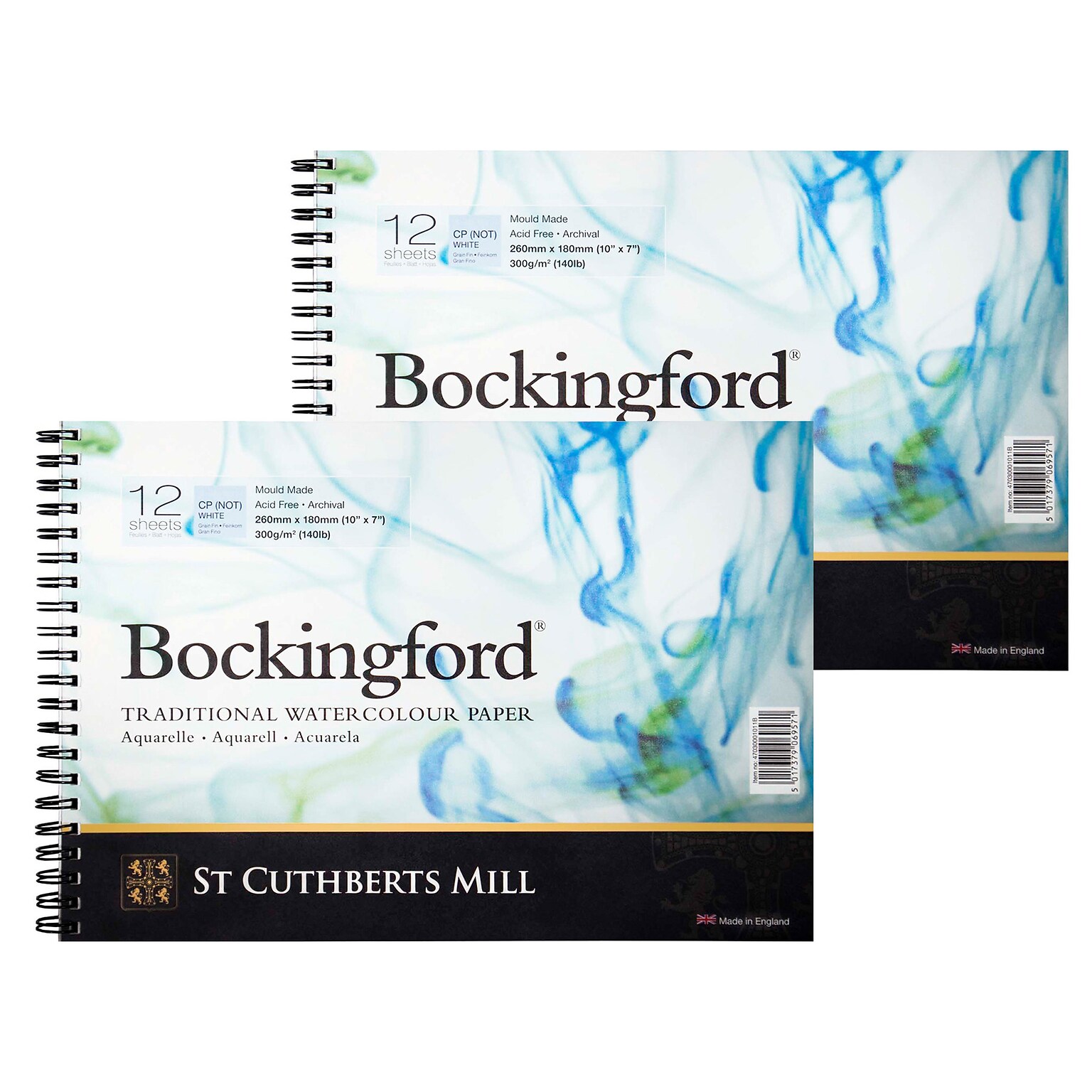 St Cuthberts Mill Bockingford 10 x 7 Spiral Bound Watercolor Sketch Pad, 12 Sheets/Pad, 2/Bundle (STCT47030001011B-2)