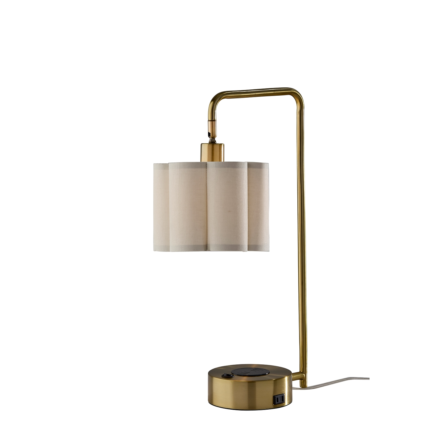Adesso Dover Supercharger Incandescent Desk Lamp, 22.25H, Antique Brass/Off-White (2616-21)