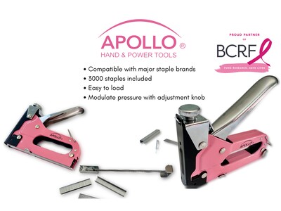 Apollo Tools Stapler with Power Adjustment Knob, Pink/Black (DT5020P)