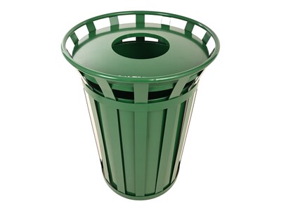 Alpine Galvanized Steel Outdoor Trash Can, 38 Gallon, Green (ALP479-38-GRN-MKTCOPY)