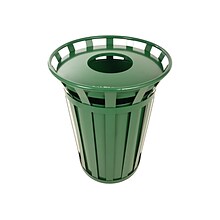 Alpine Galvanized Steel Outdoor Trash Can, 38 Gallon, Green (ALP479-38-GRN-MKTCOPY)