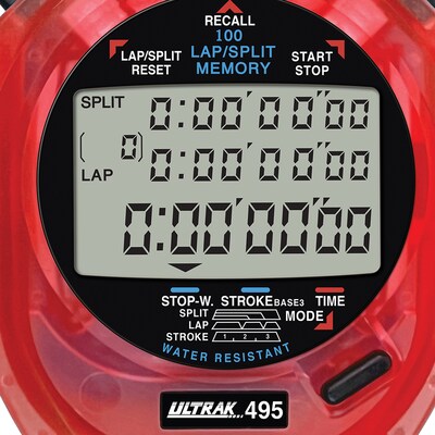 ULTRAK 495 100 Memory Stopwatch, Red (CEI495RED)
